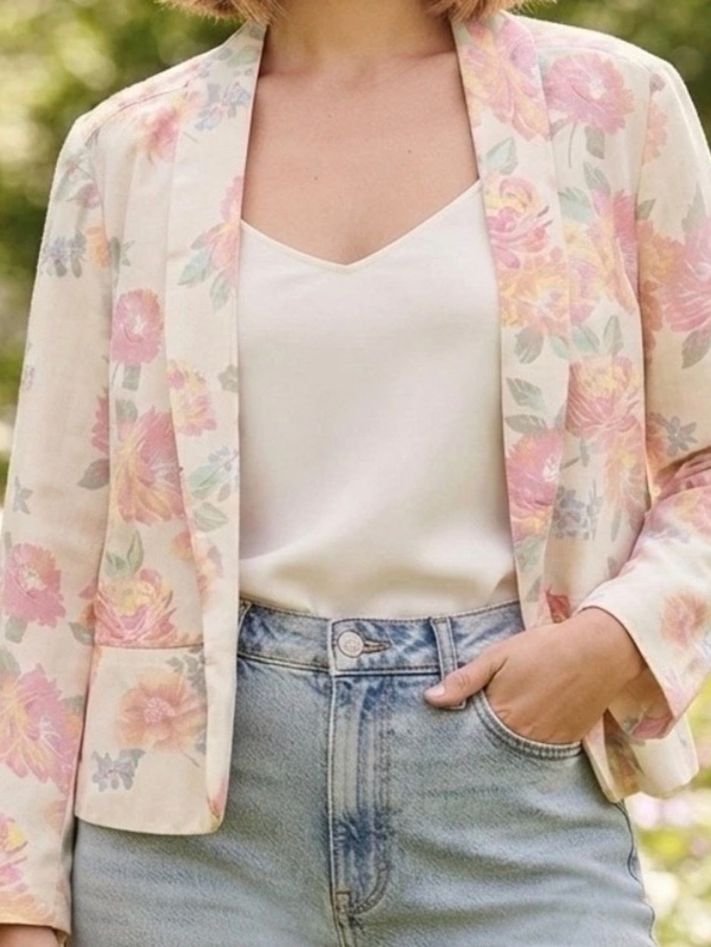 NWOT Old Navy Watercolor Floral Cropped Jacket, XL
